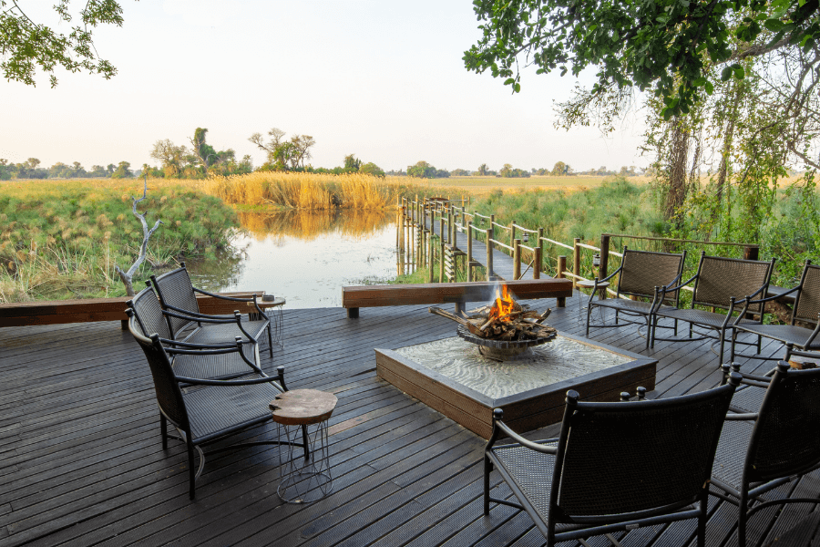 Sunset boma at Nxamaseri Island Lodge