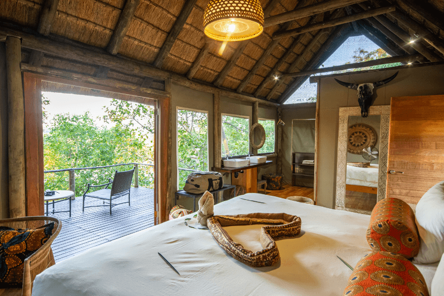 Comfortable suite at Nxamaseri Island Lodge