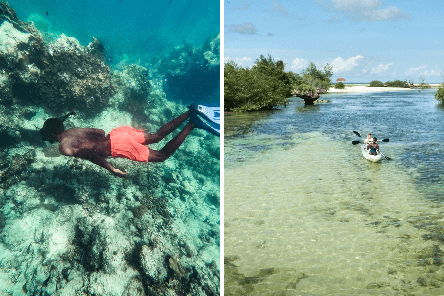 Snorkelling and canoeing at Mozambique's Coral Lodge