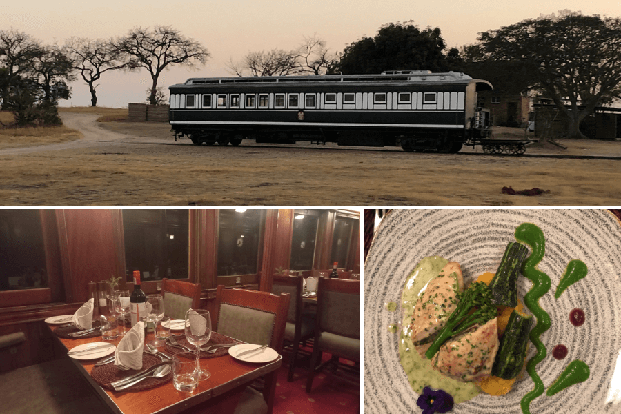 Enjoy a gourmet meal on a historical train in the Sabi Sands