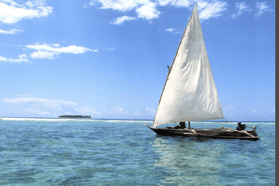 Typical fishing boat in Zanzibar
