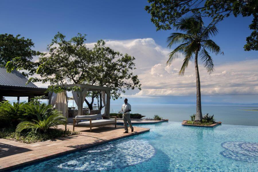 Large swimming pool overlooking Lake Kariba