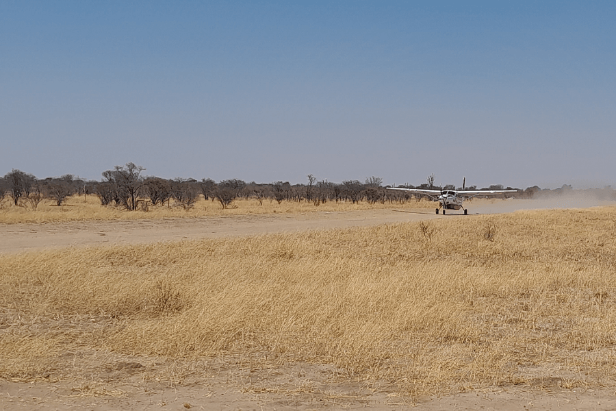 Charter flight in the African bush