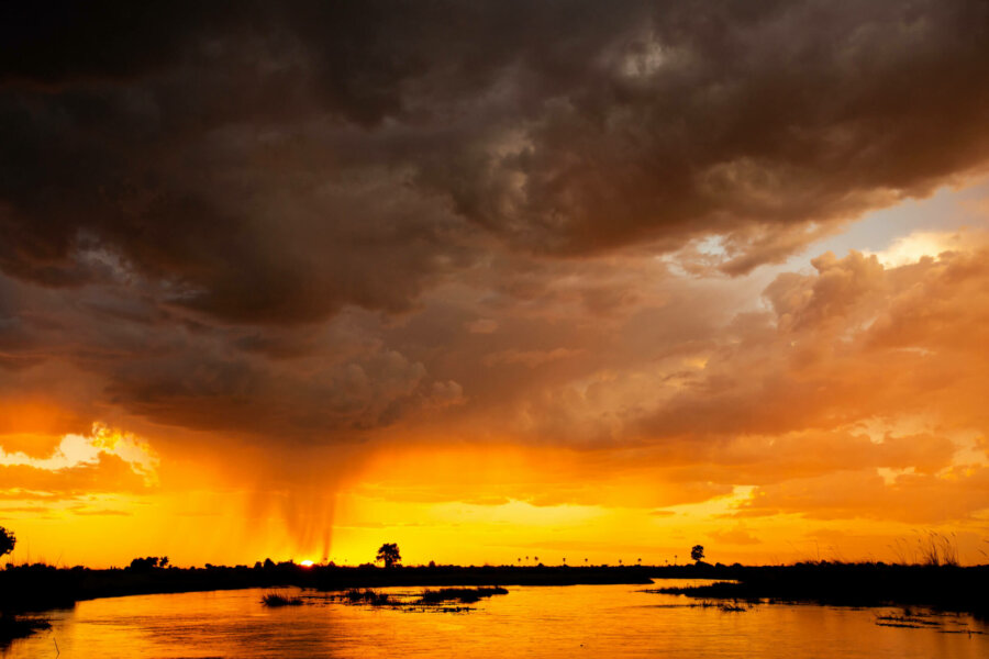 Summer sunset storm in Botswana low season