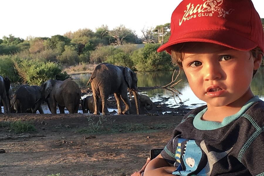 Kai with Elephant in the Background