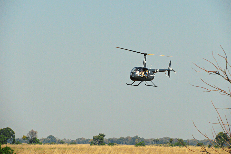 Botswana safari helicopter panoramic view