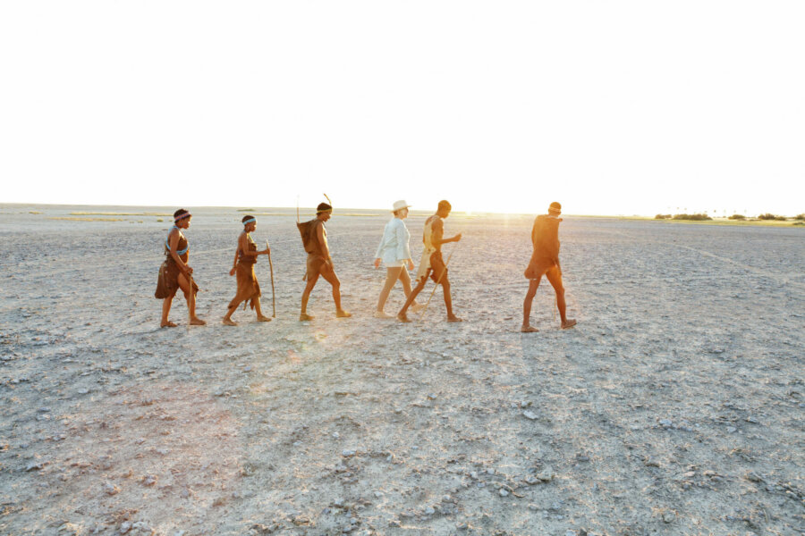 Walking with San people in Botswana Makgadikgadi