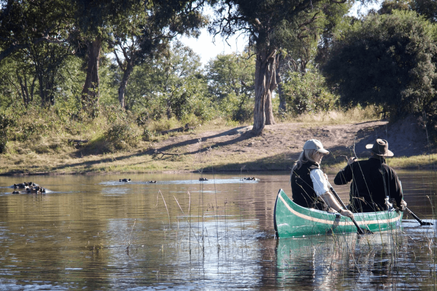 Canoe in Okavango Delta and Selinda Spillway