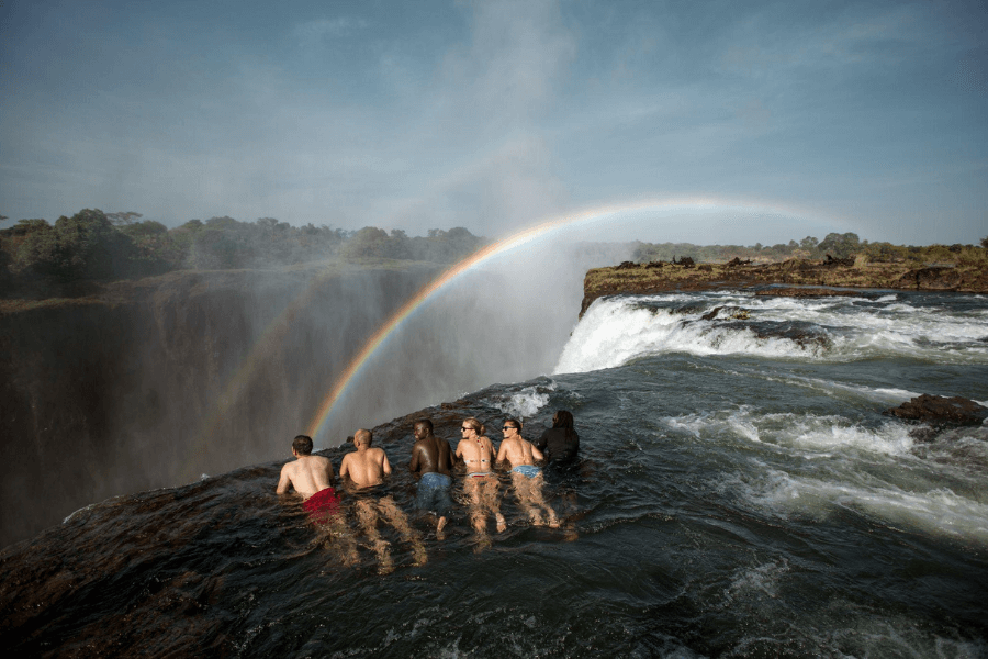 Livingstone Island and Devil's pool during Victoria Falls low water season