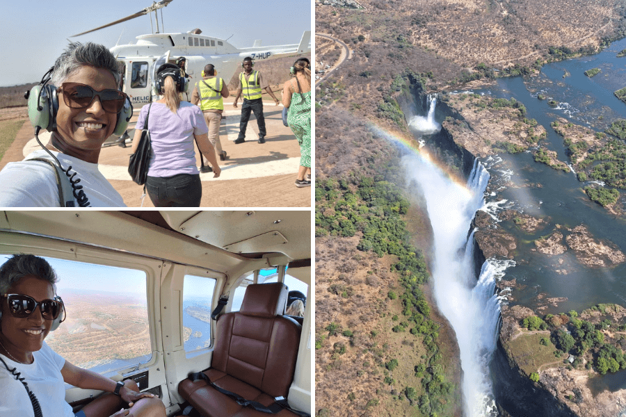 Helicopter flight over Victoria Falls