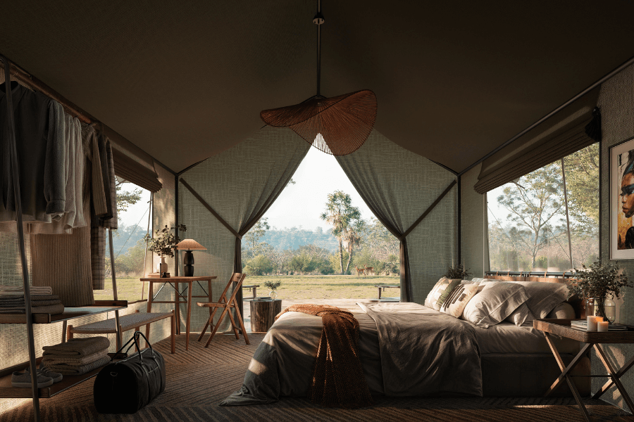 Chicari Camp Luxury Tented room by Gorongosa Safaris